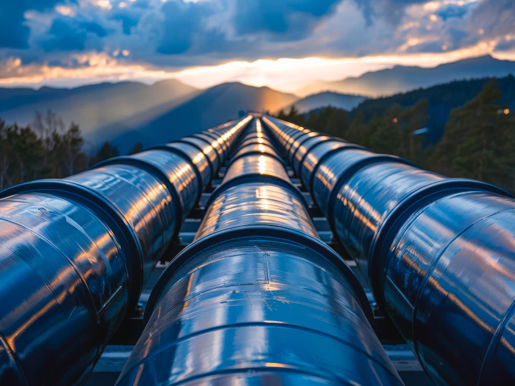 Три гасоводи што течат над земјата