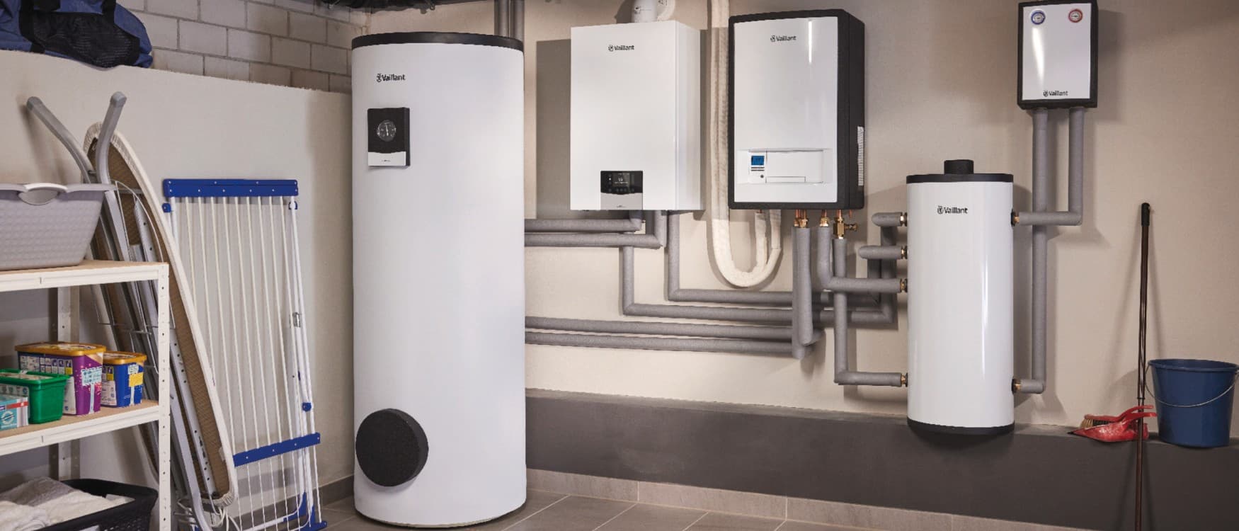 Хибриден систем Vaillant со греење на гас и складирање на топлина.