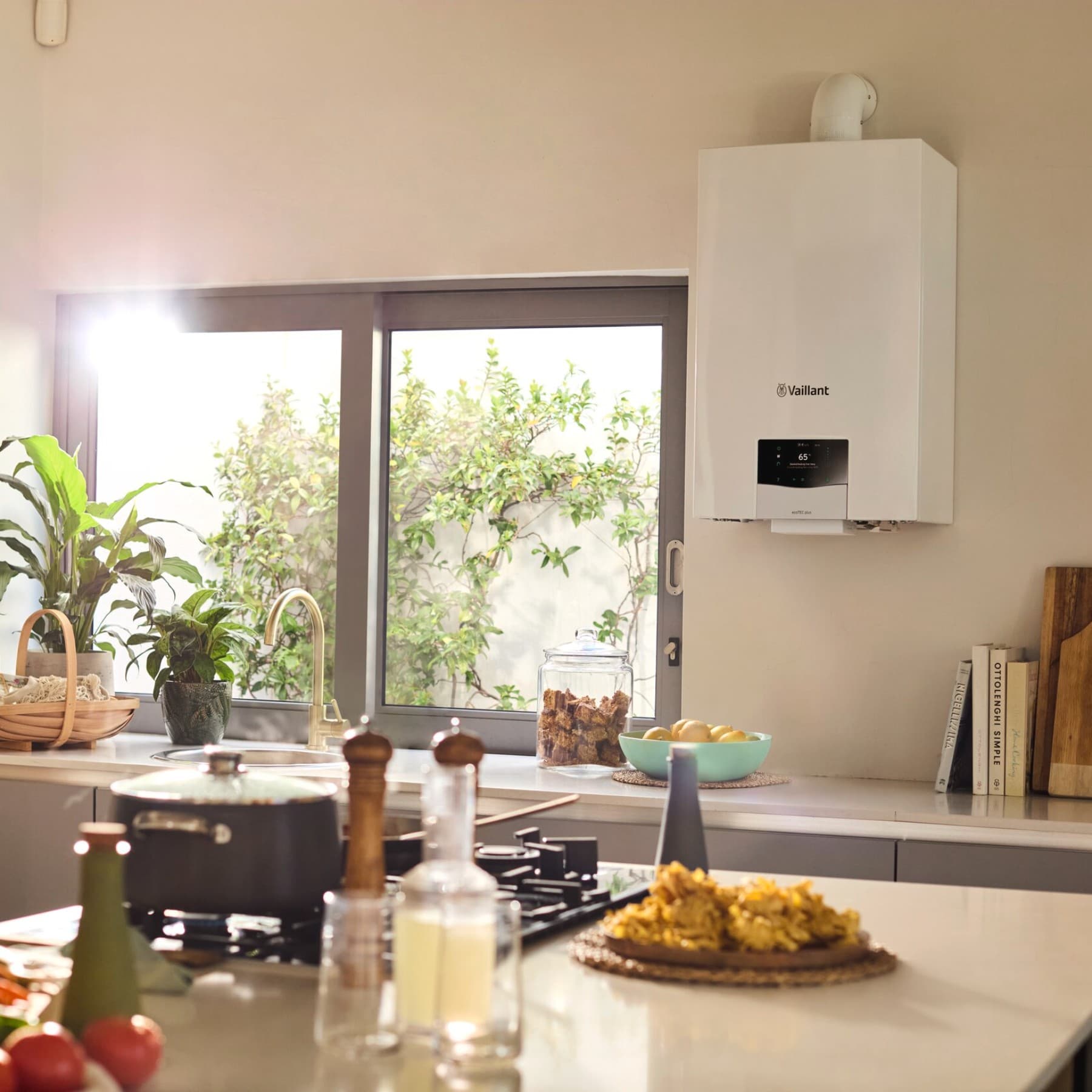 Гасен котел на ѕидот во кујната